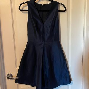 ALFRED SUNG Dark Blue V-Neck Dress